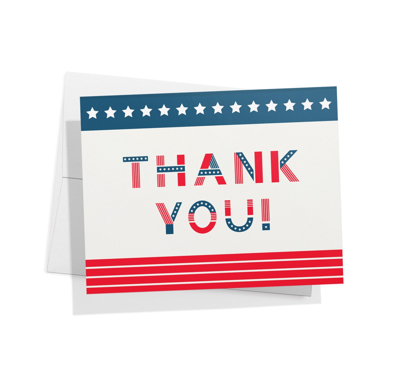 Twigs Paper - American Flag Thank You Cards 12-Count - Patriotic Greeting Cards with Envelopes - Veterans Day Memorial Day 4th of July Cards - Made in USA (5.5 x 4.25)
